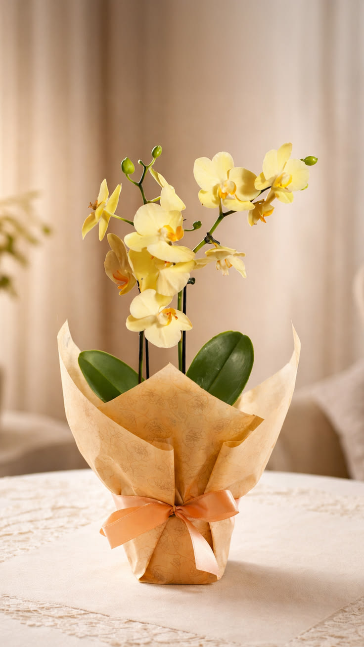 Vaso de Orquídea Amarela