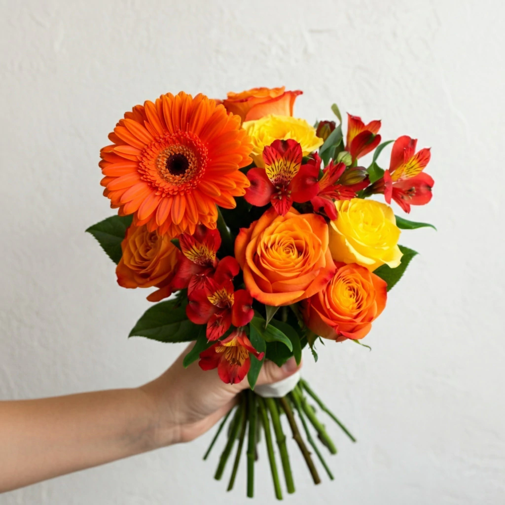 Bouquet Gérberas + Rosas laranja