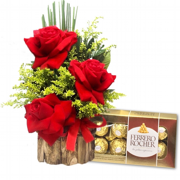 Bouquet 03 Rosas vermelhas + Ferrero Rocher